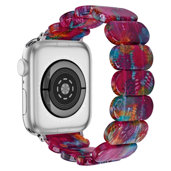 For Apple Watch SE 2023 44mm Stretch Rope Resin Watch Band(Pearlescent Rainbow)