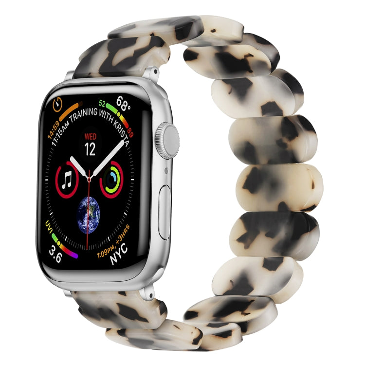 For Apple Watch SE 44mm Stretch Rope Resin Watch Band(Dark Brown White) - Watch Bands by PMC TechLife | Online Shopping South Africa | PMC TechLife