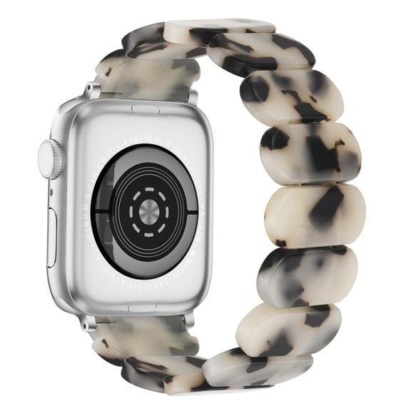 For Apple Watch Series 3 38mm Stretch Rope Resin Watch Band(Dark Brown White)