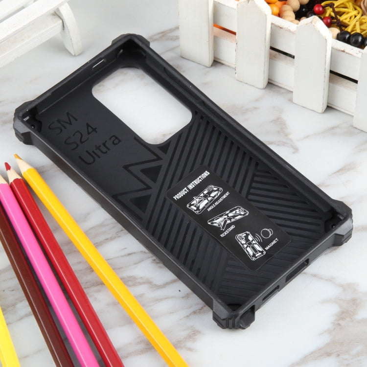 For Samsung Galaxy S24 Ultra 5G Camouflage Armor Kickstand TPU + PC Magnetic Phone Case(Dark Blue) - Galaxy S24 Ultra 5G Cases by PMC TechLife | Online Shopping South Africa | PMC TechLife