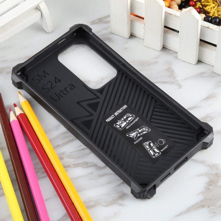 For Samsung Galaxy S24 Ultra 5G Camouflage Armor Kickstand TPU + PC Magnetic Phone Case(Light Blue) - Galaxy S24 Ultra 5G Cases by PMC TechLife | Online Shopping South Africa | PMC TechLife