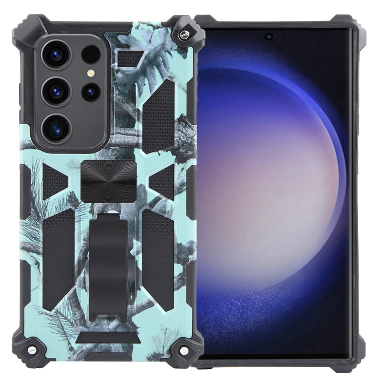 For Samsung Galaxy S24 Ultra 5G Camouflage Armor Kickstand TPU + PC Magnetic Phone Case(Mint Green) - Galaxy S24 Ultra 5G Cases by PMC TechLife | Online Shopping South Africa | PMC TechLife