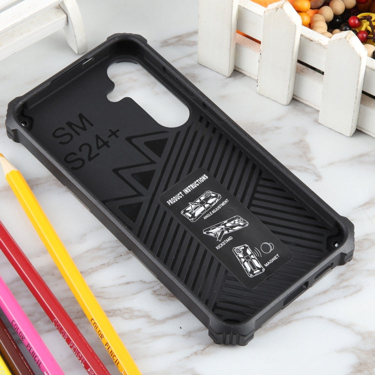 For Samsung Galaxy S24+ 5G Camouflage Armor Kickstand TPU + PC Magnetic Phone Case(Grey) - Galaxy S24+ 5G Cases by PMC TechLife | Online Shopping South Africa | PMC TechLife