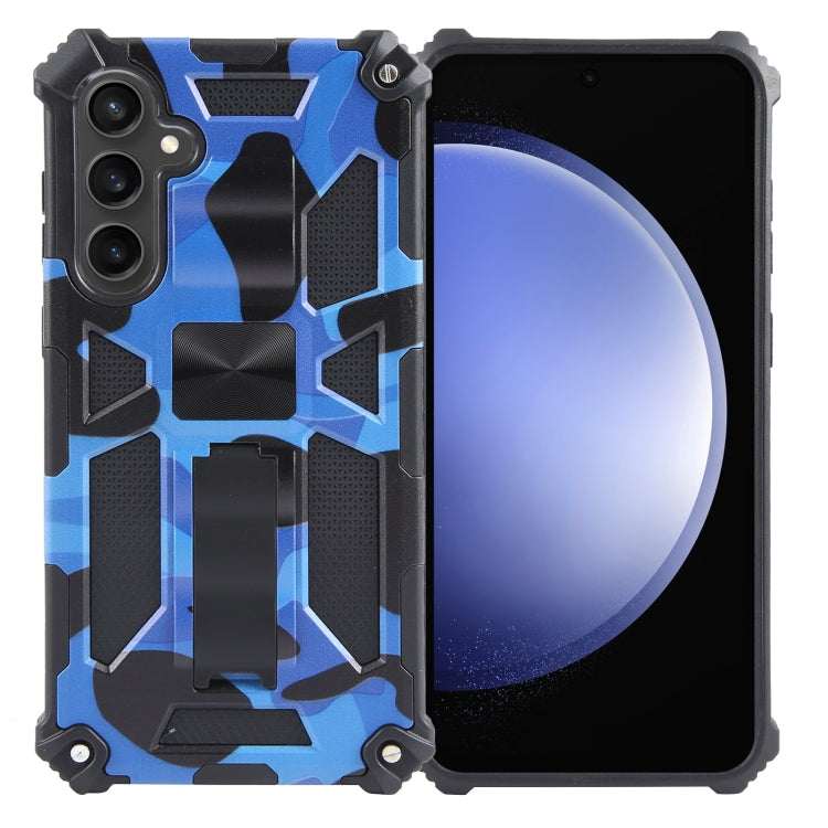 For Samsung Galaxy S24 5G Camouflage Armor Kickstand TPU + PC Magnetic Phone Case(Dark Blue) - Galaxy S24 5G Cases by PMC TechLife | Online Shopping South Africa | PMC TechLife