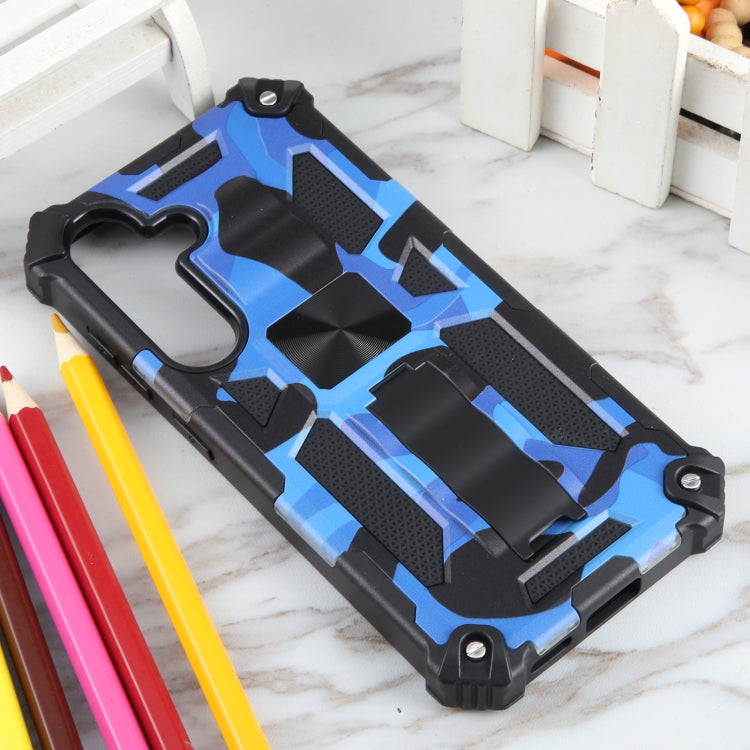 For Samsung Galaxy S24 5G Camouflage Armor Kickstand TPU + PC Magnetic Phone Case(Dark Blue) - Galaxy S24 5G Cases by PMC TechLife | Online Shopping South Africa | PMC TechLife