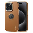 For iPhone 15 Pro Max Denior Fragrant Calf Texture Electroplating Phone Case(Khaki) - free shipping - PMC TechLife - Order now!