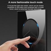 86mm Round LED Tempered Glass Switch Panel, Black Round Glass, Style:Dual Computer Socket