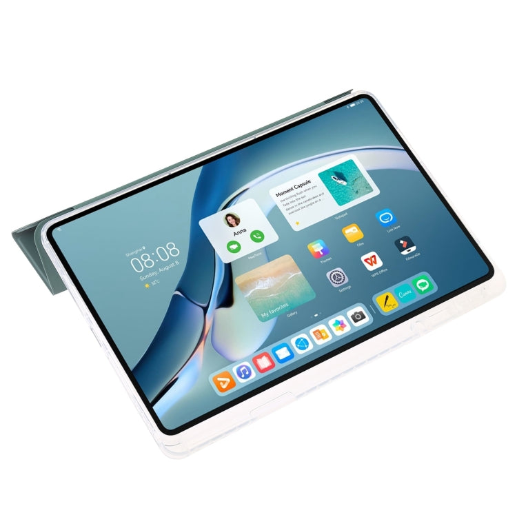 For Huawei Matepad 11 Pro 2024 Clear Acrylic 3-Fold Leather Tablet Case(Dark Green) - Huawei by PMC Jewellery | Online Shopping South Africa | PMC Jewellery | Buy Now Pay Later Mobicred