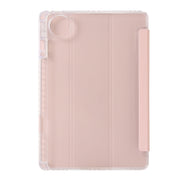 For Huawei Matepad 11 Pro 2024 Clear Acrylic 3-Fold Leather Tablet Case(Pink)