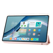 For Huawei Matepad 11 Pro 2024 Clear Acrylic 3-Fold Leather Tablet Case(Pink)