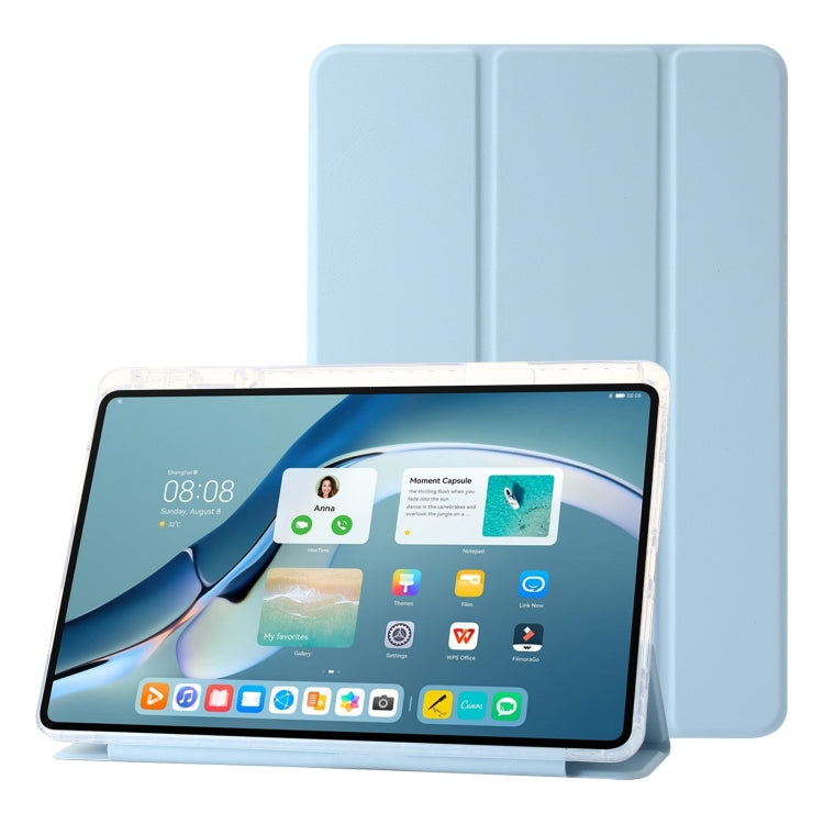 For Huawei Matepad 11 Pro 2024 Clear Acrylic 3-Fold Leather Tablet Case(Ice Blue) - Huawei by PMC Jewellery | Online Shopping South Africa | PMC Jewellery | Buy Now Pay Later Mobicred