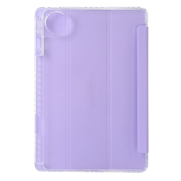 For Huawei Matepad 11 Pro 2024 Clear Acrylic 3-Fold Leather Tablet Case(Purple)