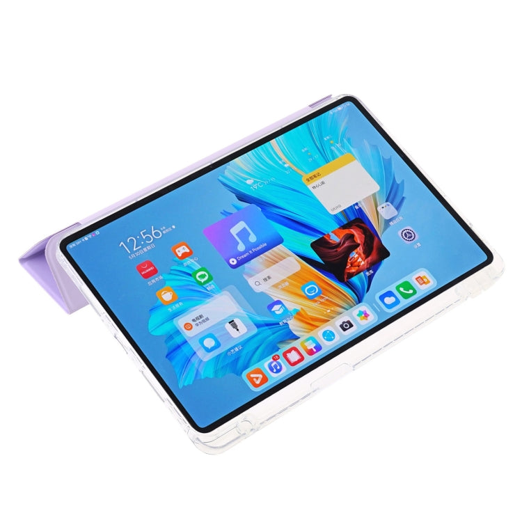 For Huawei Matepad 11 Pro 2024 Clear Acrylic 3-Fold Leather Tablet Case(Purple) - Huawei by PMC Jewellery | Online Shopping South Africa | PMC Jewellery | Buy Now Pay Later Mobicred