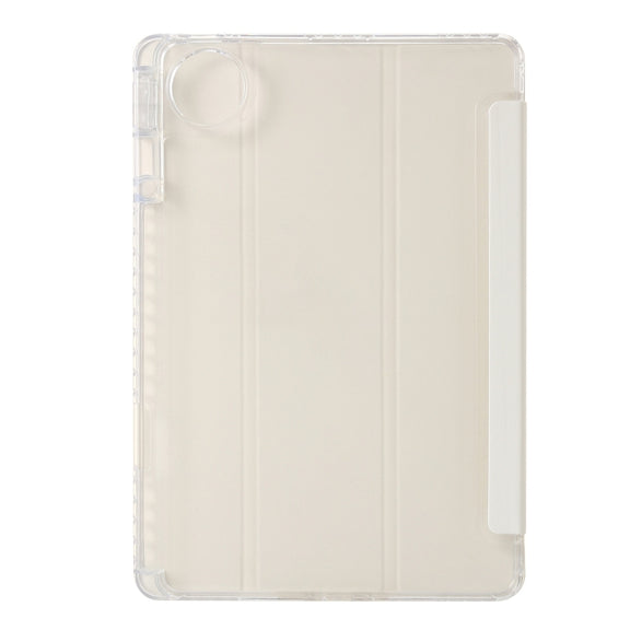 For Huawei Matepad 11 Pro 2024 Clear Acrylic 3-Fold Leather Tablet Case(White)