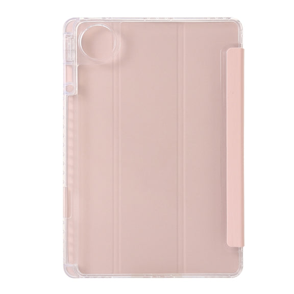 For Huawei MatePad Pro 13.2 2023 Clear Acrylic 3-Fold Leather Tablet Case(Pink)