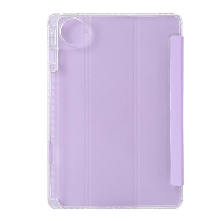 For Huawei MatePad Pro 13.2 2023 Clear Acrylic 3-Fold Leather Tablet Case(Purple)