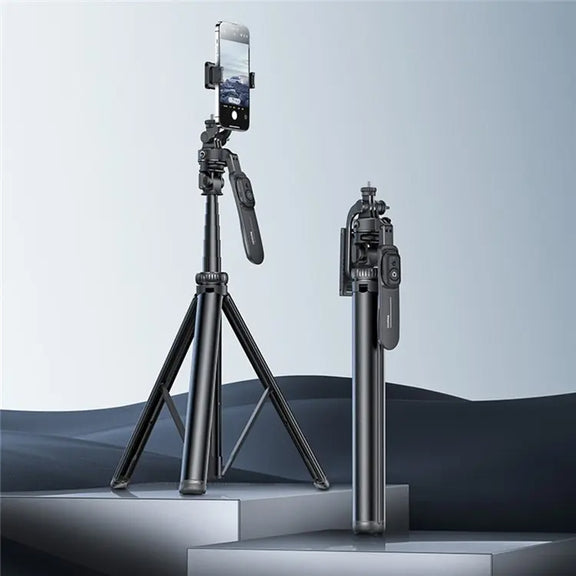 YESIDO SF17 Multifunctional Retractable Metal Tripod Stand Selfie Stick for Cell Phones Camera(Black)