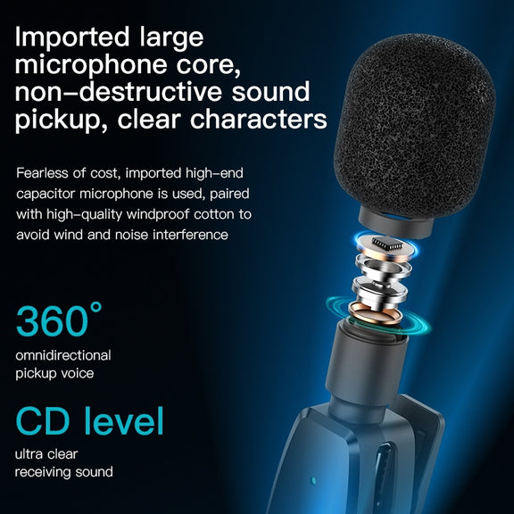 YESIDO KR11 Low-latency Wireless Lavalier Microphone with Type-C Receiver(Black)