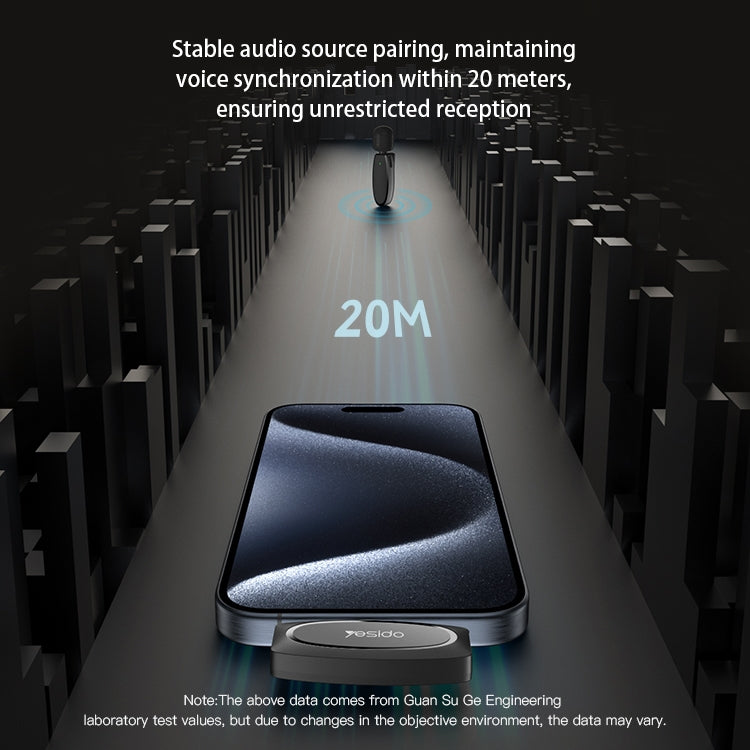 YESIDO KR13 Dual Low-latency Wireless Lavalier Microphone with Type-C Receiver(Black) - Microphone by Yesido | Online Shopping South Africa | PMC TechLife | Buy Now Pay Later Mobicred