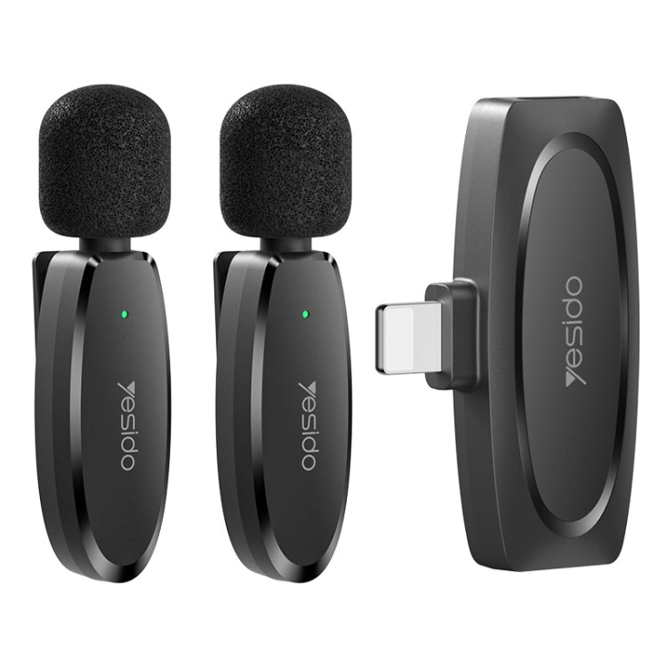 YESIDO KR14 Dual Transmitter Low-latency Wireless Lavalier Microphone with 8 Pin Receiver(Black) - Microphone by Yesido | Online Shopping South Africa | PMC TechLife | Buy Now Pay Later Mobicred