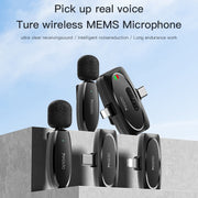 YESIDO KR14 Dual Transmitter Low-latency Wireless Lavalier Microphone with 8 Pin Receiver(Black)