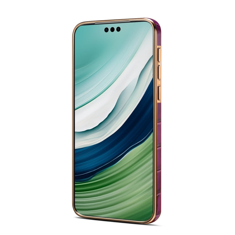 For Huawei Mate 60 Denior Crocodile Texture Genuine Leather Electroplating Phone Case(Purple) - Huawei Cases by Denior | Online Shopping South Africa | PMC TechLife | Buy Now Pay Later Mobicred