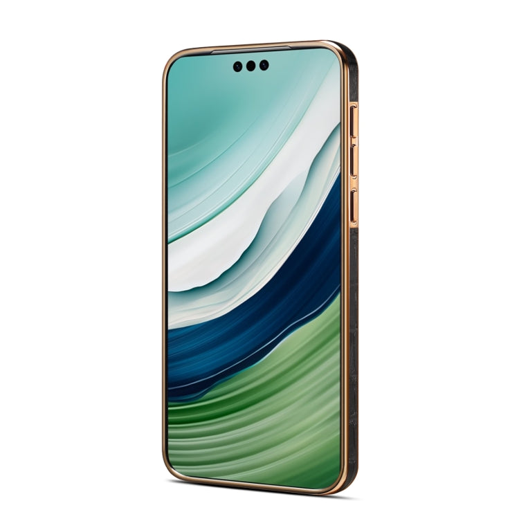 For Huawei Mate 60 Denior Crocodile Texture Genuine Leather Electroplating Phone Case(Black) - Huawei Cases by Denior | Online Shopping South Africa | PMC TechLife | Buy Now Pay Later Mobicred