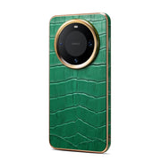 For Huawei Mate 60 Pro / Pro+ Denior Crocodile Texture Genuine Leather Electroplating Phone Case(Green)