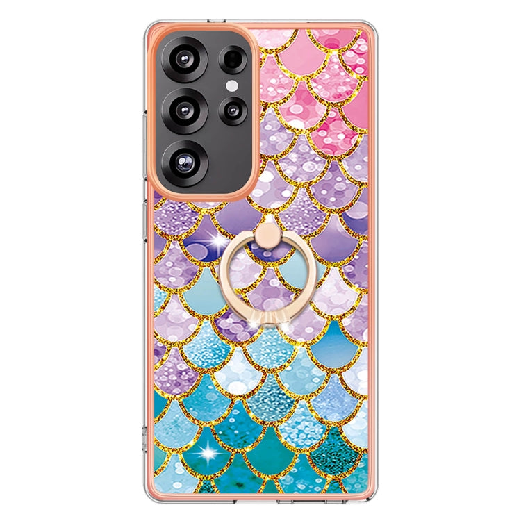 For Samsung Galaxy S25 Ultra 5G Electroplating Pattern IMD TPU Shockproof Case with Rhinestone Ring Holder(Colorful Scales) - Galaxy S25 Ultra 5G Cases by PMC Jewellery | Online Shopping South Africa | PMC Jewellery | Buy Now Pay Later Mobicred