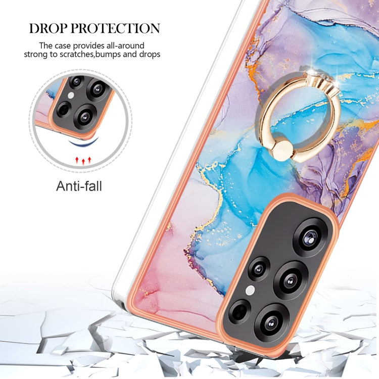For Samsung Galaxy S25 Ultra 5G Electroplating Pattern IMD TPU Shockproof Case with Rhinestone Ring Holder(Milky Way Blue Marble) - Galaxy S25 Ultra 5G Cases by PMC TechLife | Online Shopping South Africa | PMC TechLife | Buy Now Pay Later Mobicred