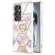 For Samsung Galaxy S25 Ultra 5G Electroplating Splicing Marble Flower Pattern TPU Shockproof Case with Rhinestone Ring Holder(Imperial Crown) - Galaxy S25 Ultra 5G Cases by PMC TechLife | Online Shopping South Africa | PMC TechLife | Buy Now Pay Later Mobicred