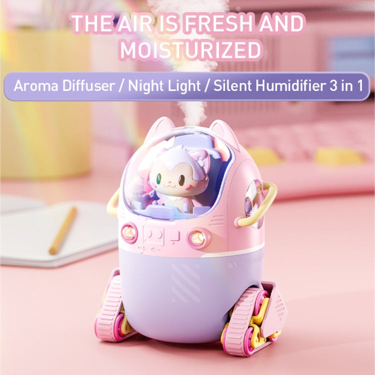 MJ066 220ML Portable Desktop Cute Cartoon Tank Car Air Humidifier with LED Lights, Model:USB(Pink)