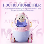MJ066 220ML Portable Desktop Cute Cartoon Tank Car Air Humidifier with LED Lights, Model:Rechargeable(Pink)