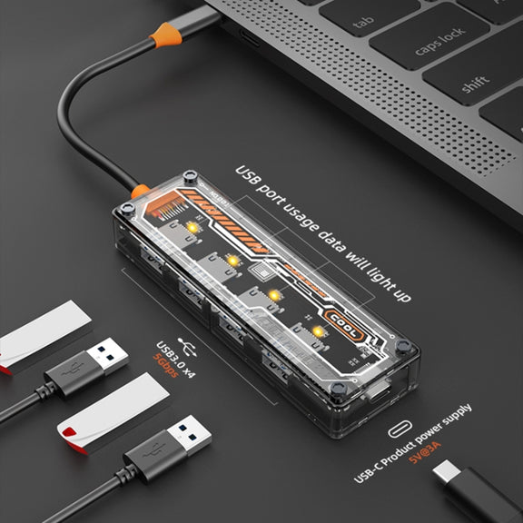 SW4U-A 5 in 1 USB to Type-C + 4 x USB3.0 HUB Docking Station(Grey)