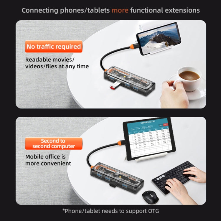 SW4U-C 5 in 1 Type-C to Type-C + 4 x USB3.0 HUB Docking Station(Grey)