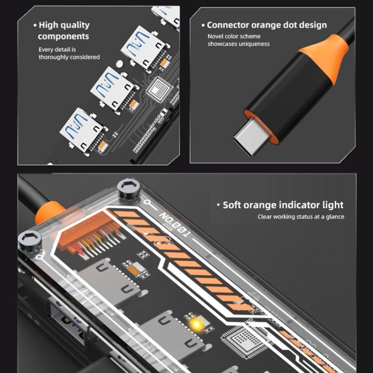 SW4U-C 5 in 1 Type-C to Type-C + 4 x USB3.0 HUB Docking Station(Grey) - USB HUB by PMC Jewellery | Online Shopping South Africa | PMC Jewellery | Buy Now Pay Later Mobicred