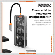 SW10V 10 in 1 Type-C to USB + HDMI + VGA + RJ45 + SD/TF + Audio 3.5 HUB Docking Station(Grey)