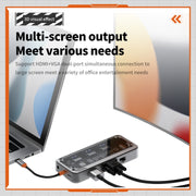 SW10V 10 in 1 Type-C to USB + HDMI + VGA + RJ45 + SD/TF + Audio 3.5 HUB Docking Station(Grey)
