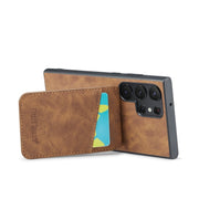 For Samsung Galaxy S24 Ultra 5G Fierre Shann Crazy Horse Card Holder Back Cover PU Phone Case(Brown)