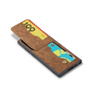 For Samsung Galaxy S24 Ultra 5G Fierre Shann Crazy Horse Card Holder Back Cover PU Phone Case(Brown)