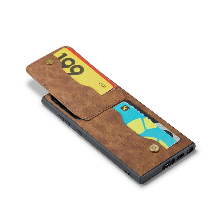 For Samsung Galaxy S24 Ultra 5G Fierre Shann Crazy Horse Card Holder Back Cover PU Phone Case(Brown)