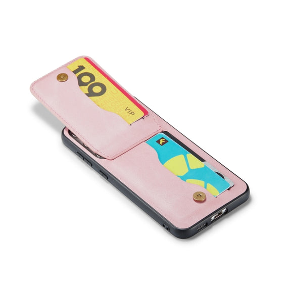 For Samsung Galaxy S24+ 5G Fierre Shann Crazy Horse Card Holder Back Cover PU Phone Case(Pink)