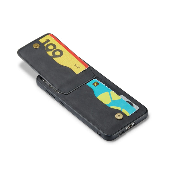 For Samsung Galaxy S24+ 5G Fierre Shann Crazy Horse Card Holder Back Cover PU Phone Case(Black)