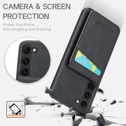 For Samsung Galaxy S24+ 5G Fierre Shann Crazy Horse Card Holder Back Cover PU Phone Case(Black)