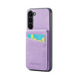 For Samsung Galaxy S24+ 5G Fierre Shann Crazy Horse Card Holder Back Cover PU Phone Case(Purple) - Galaxy S24+ 5G Cases by FIERRE SHANN | Online Shopping South Africa | PMC Jewellery | Buy Now Pay Later Mobicred