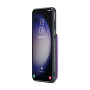 For Samsung Galaxy S24+ 5G Fierre Shann Crazy Horse Card Holder Back Cover PU Phone Case(Purple)