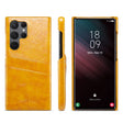 For Samsung Galaxy S24 Ultra 5G Fierre Shann Oil Wax Texture Leather Phone Case with Card Slots(Yellow) - free shipping - PMC Jewellery - Order now!