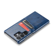 For Samsung Galaxy S24 Ultra 5G Fierre Shann Oil Wax Texture Leather Phone Case with Card Slots(Blue)