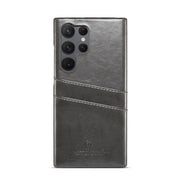 For Samsung Galaxy S24 Ultra 5G Fierre Shann Oil Wax Texture Leather Phone Case with Card Slots(Black)