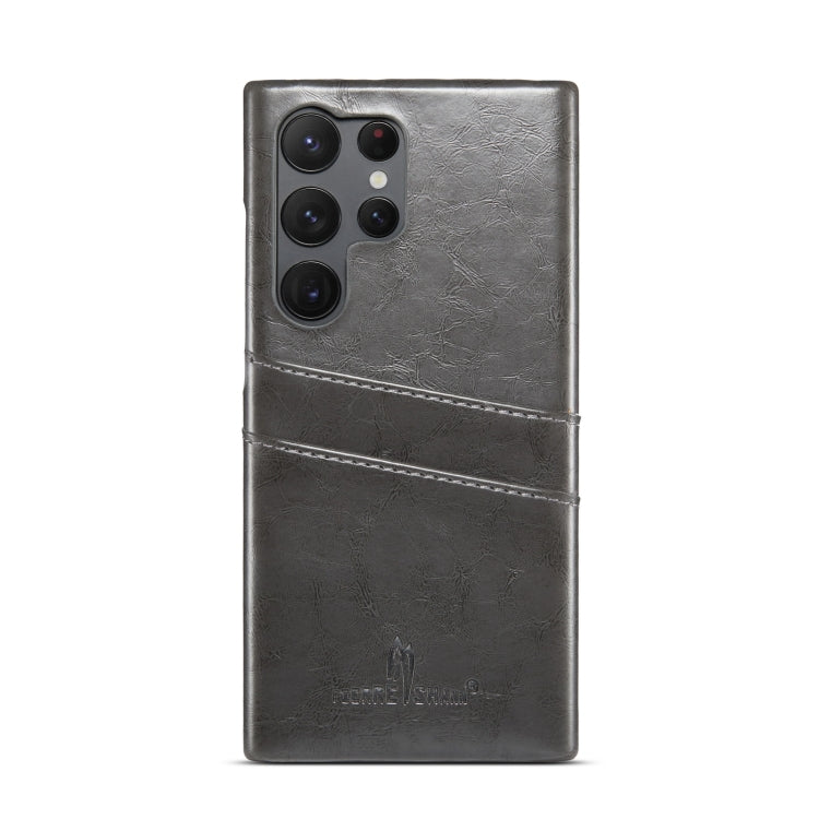 For Samsung Galaxy S24 Ultra 5G Fierre Shann Oil Wax Texture Leather Phone Case with Card Slots(Black)